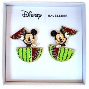 Baublebar Disney Mickey Mouse Watermelon Dangle Earrings Rhinestones NEW